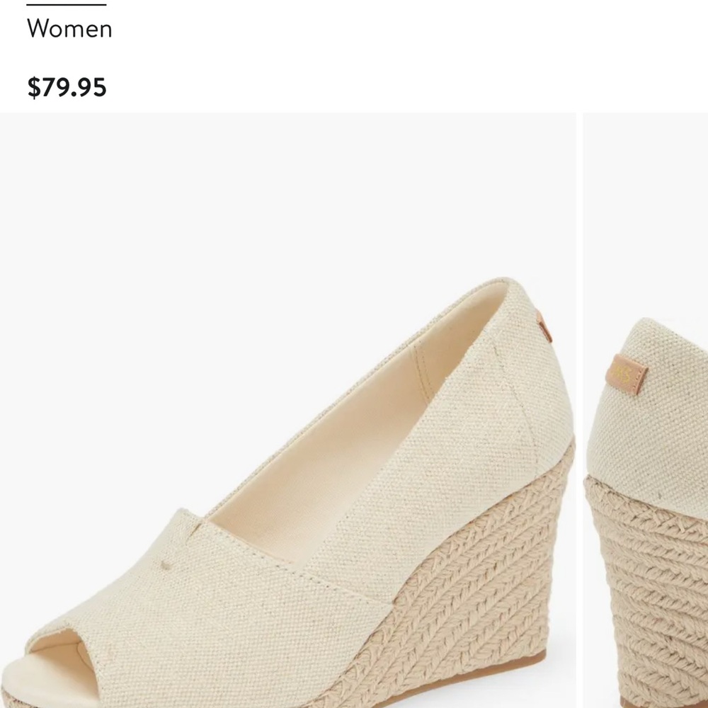 Toms Cream Espadrille Wedge Shoes with Jute Sole